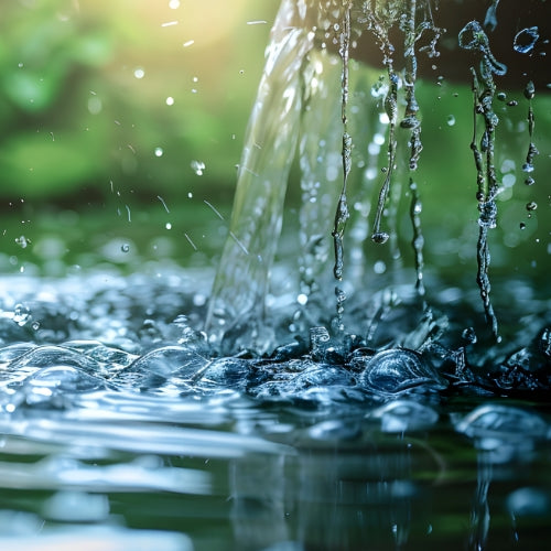 Spritzendes Wasser in einen See