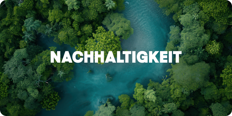 Banner "Nachhaltigkeit" Regenwald und Fluss