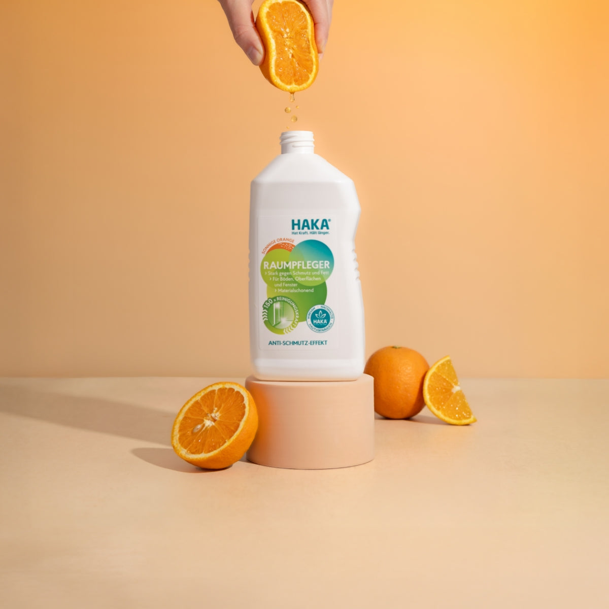 Raumpfleger und Orangen