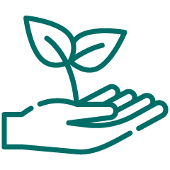 grafische Hand mit Blatt