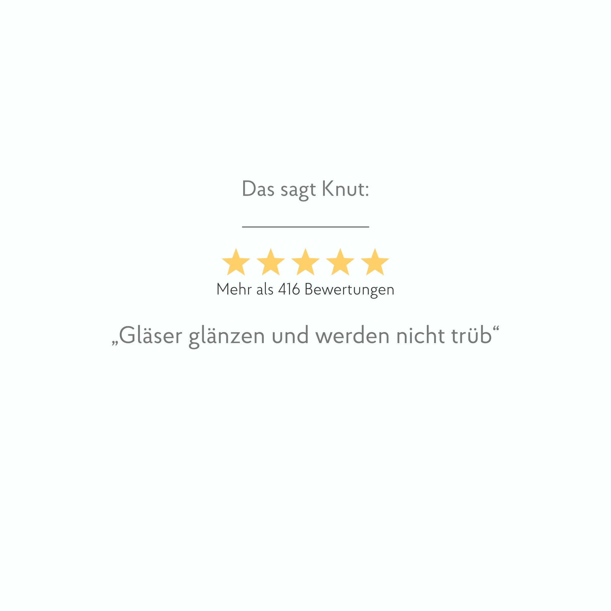 Bewertung zum Klarspüler: "Gläser glänzen und werden nicht trüb."