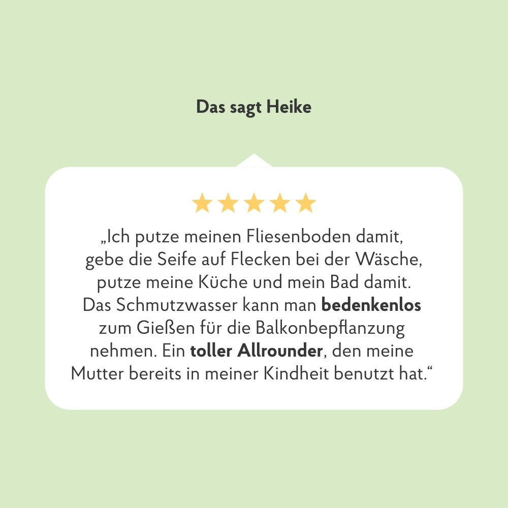 Positive Kundenmeinung über Allesreiniger Neutralseife