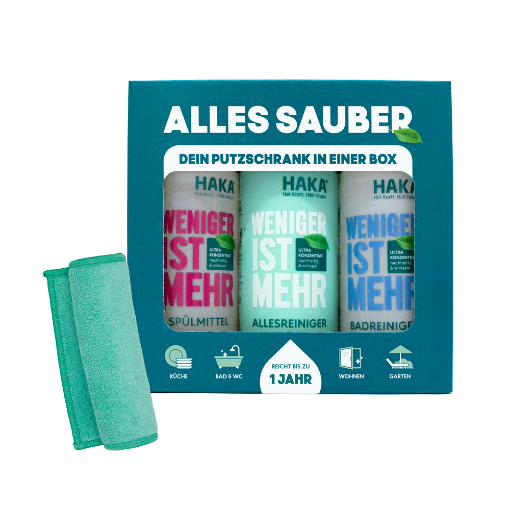 Kennenlernbox - Sauberkeit für 1 Jahr mit Spülmittel, Allesreiniger und Badreiniger im Set