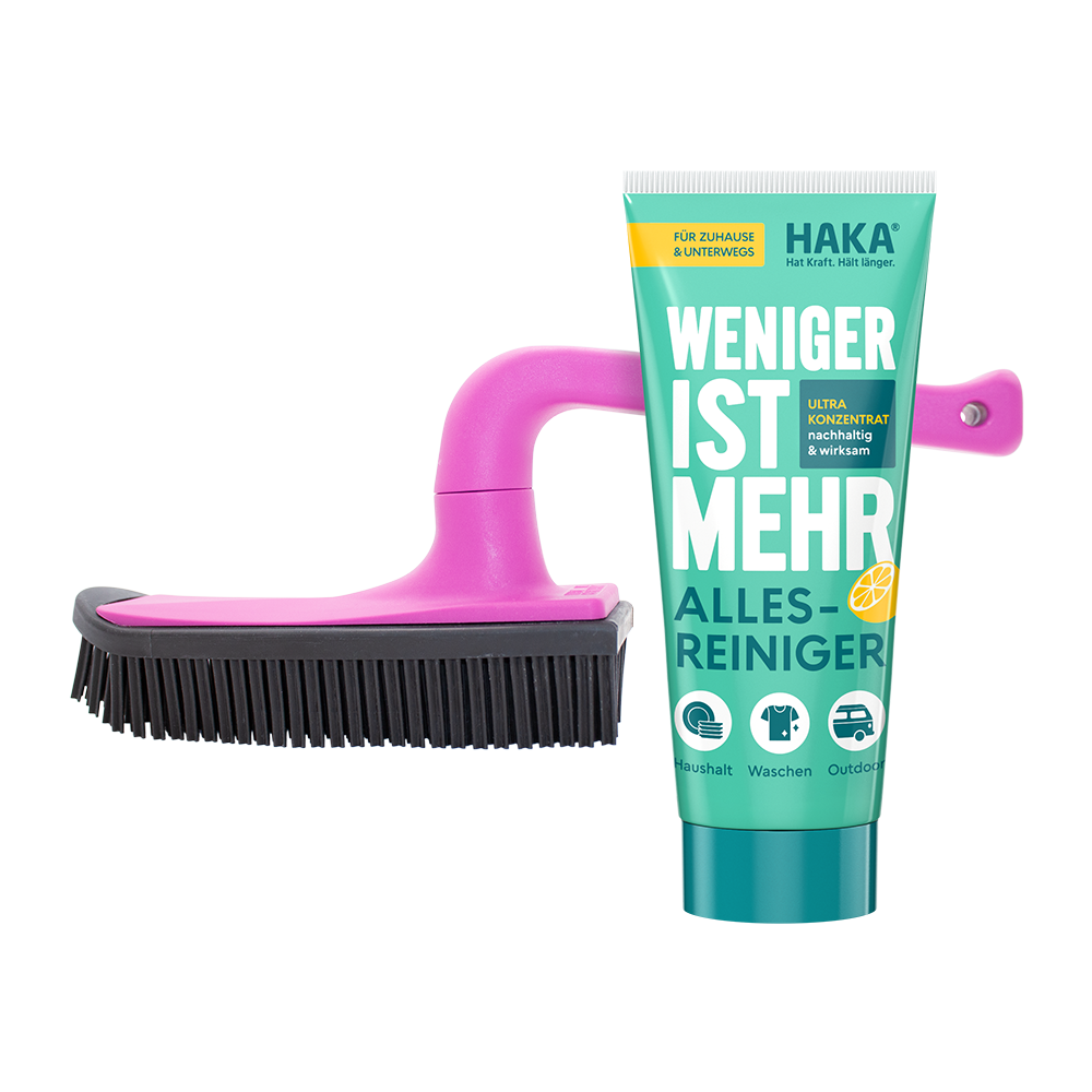 Allesreiniger Reisetube und Besen pink